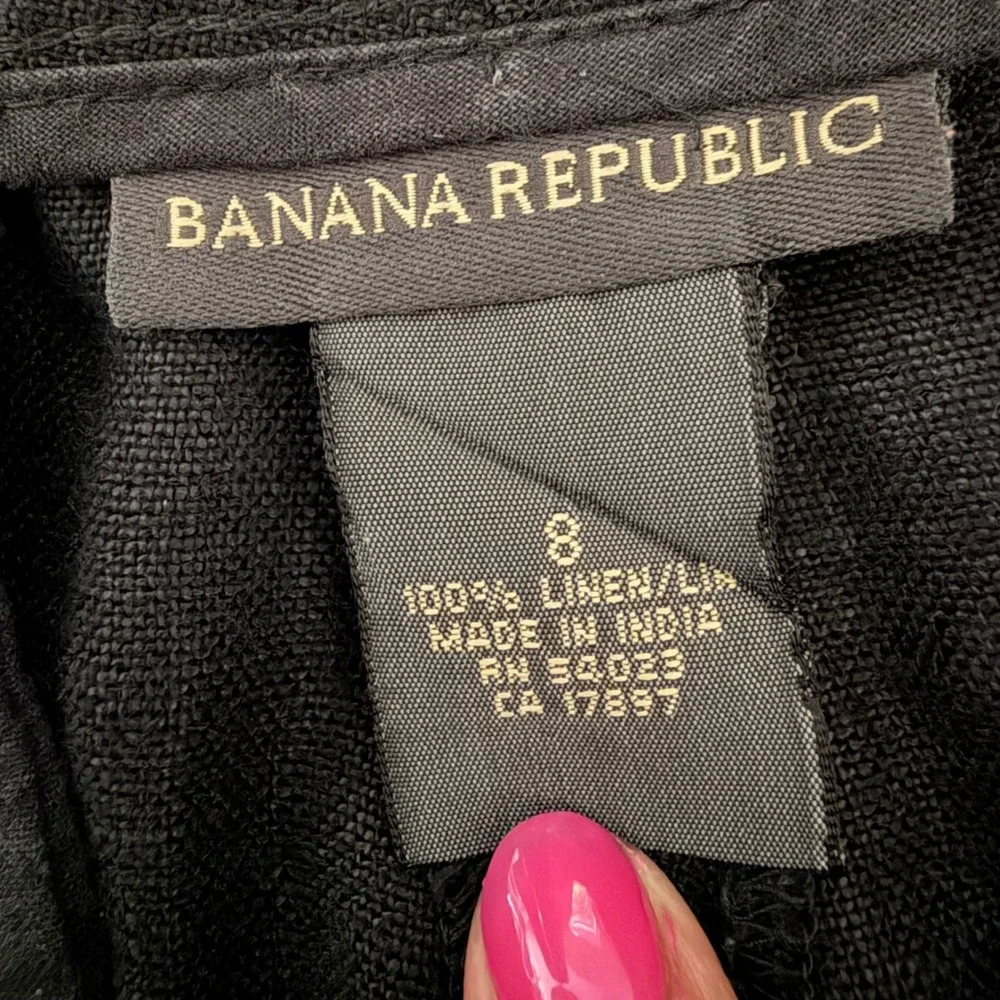 Banana Republic Womens 100% Linen Wide‎ Leg Trousers Black Size 8 723210-00-1